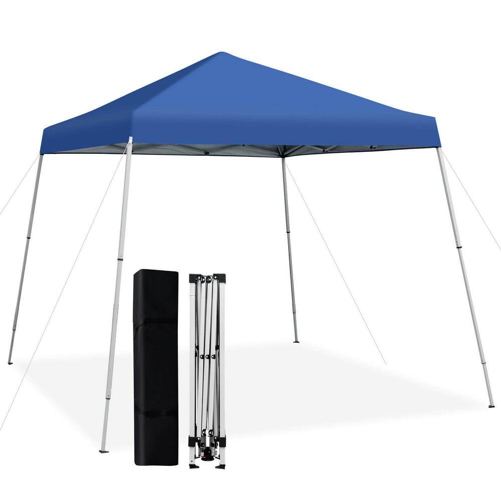 ANGELES HOME 10 ft. x 10 ft. Blue Outdoor Instant Pop-Up Canopy with ...