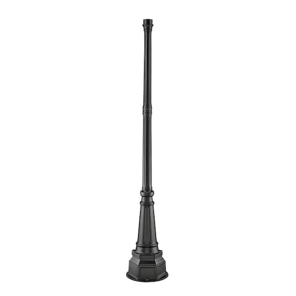 Unbranded Outdoor Post 84.25 in. Black Aluminum Hardwired Surface Mount/Base Outdoor Weather Resistant Light Post