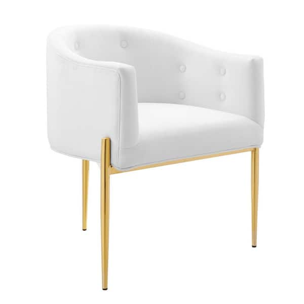 MODWAY Savour White Tufted Performance Velvet Accent Chair