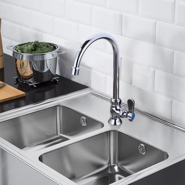 Commercial Single Handle Deck Mount Standard Kitchen Faucet in Chrome