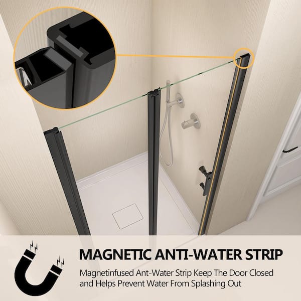 Zeafive 32 to 33.25 in. W x 72 in. H Frameless Shower Door