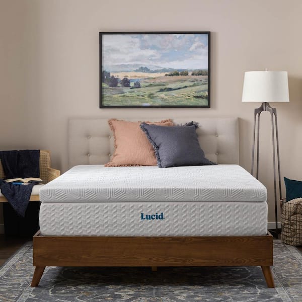 Lucid Comfort Collection 3 in. King Bamboo Charcoal and Gel Memory Foam Mattress Topper