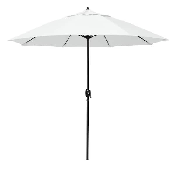 California Umbrella 9 ft. Bronze Aluminum Market Patio Umbrella with Fiberglass Ribs and Auto Tilt in White Olefin