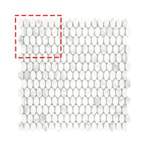 White Calacatta Small Oval 6 in. x 6 in. Recycled Glass Marble Looks Backsplash Floor & Wall Mosaic Tile (0.25 sq.ft.)