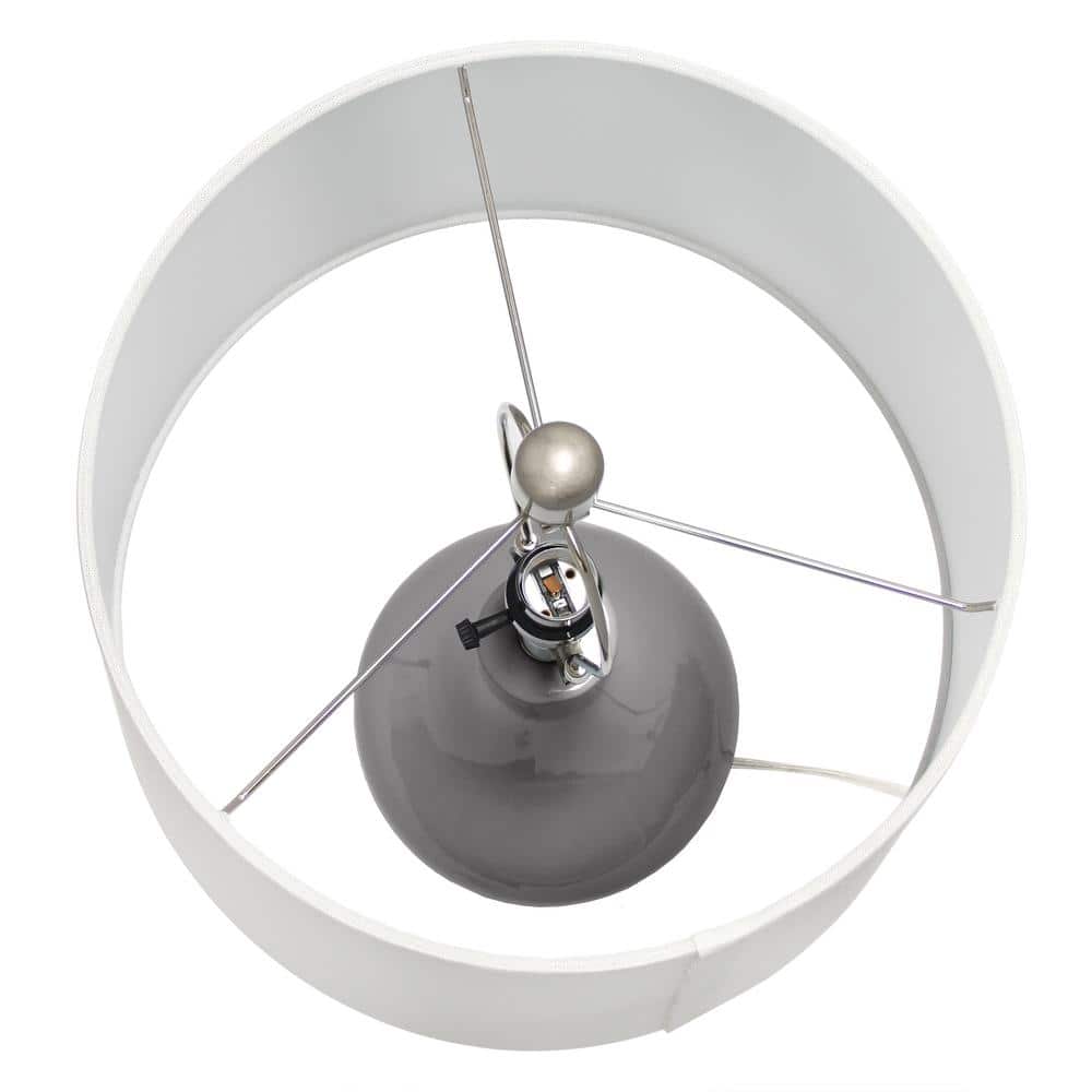 Gray Ceramic Teardrop Table Lamp with White Cotton Shade