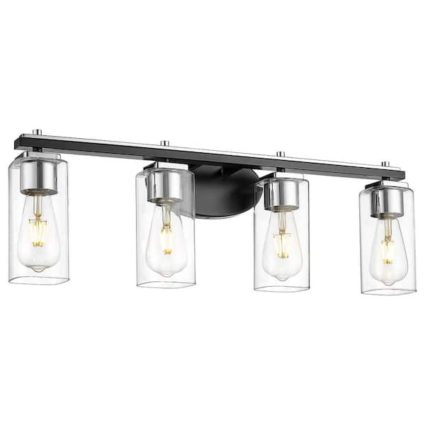 26.8 in. 4-Light Over Mirror Bathroom Vanity Light With Black Finish
