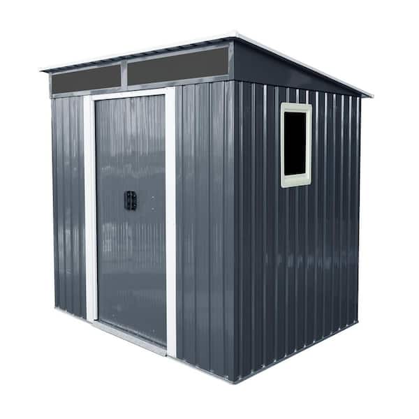Toolhs, 6 ft. W x 5 ft. D, Outdoor Metal Storage Shed with Window and Transparent plate (White and Black), 32 sq ft