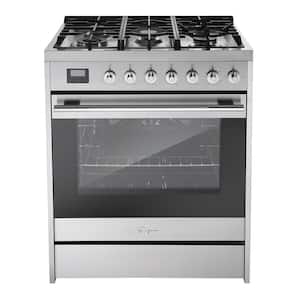 30 in. 5.0 cu. ft. Slide-In Single Oven Gas Range with 5 Sealed Burner Cooktop and Drawer in Stainless Steel