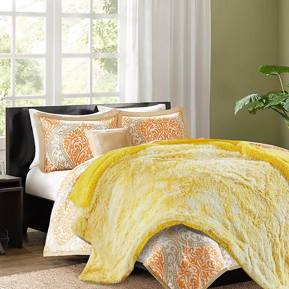 Yellow Faux Fur Sherpa Reversible Toddler Blanket