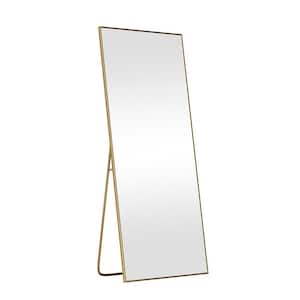 28 in. W x 59 in. H Modern Rectangle Metal Framed Gold Full Length Floor Mirror Standing Mirror