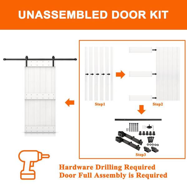 72 in. x 84 in. X Series Espresso Assembly Required Solid Pine Wood Interior Double Sliding Barn Door With Hardware Kit