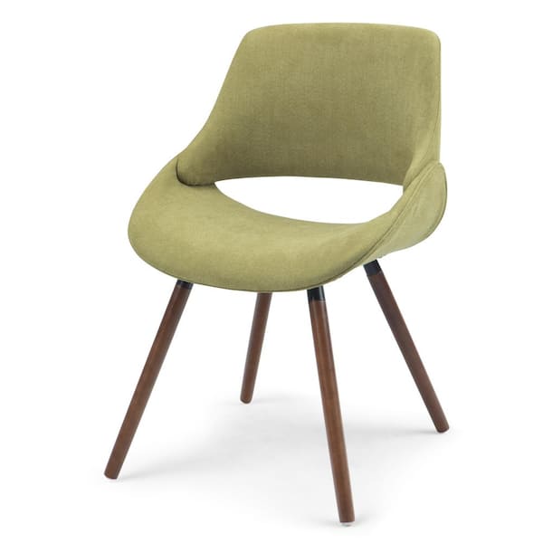 Simpli Home Malden Mid Century Acid Green Woven Fabric Modern Bentwood Dining Chair