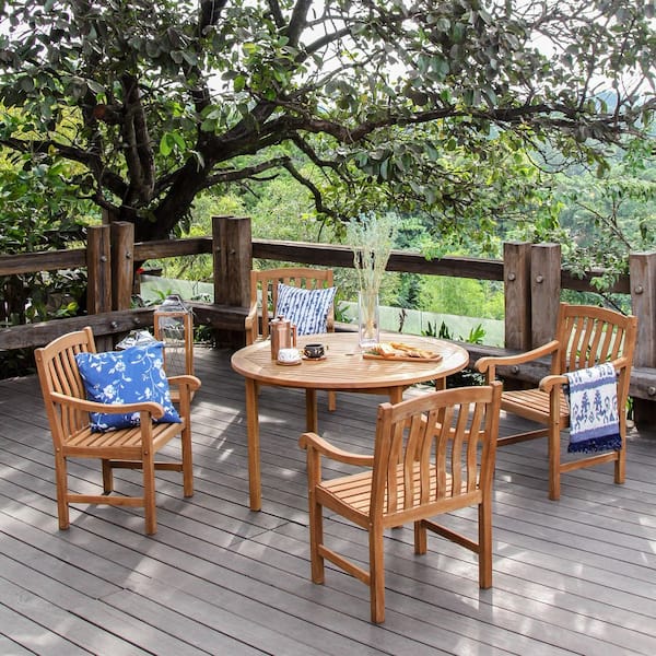 Calvin 5-Piece Premium Indonesia Teak Wood Outdoor Dining Set