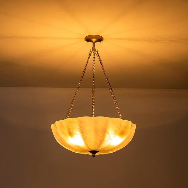 ビバ、マリア LLHZSY 20.87 in. 4-Light Brass and White Bowl Semi-Flush