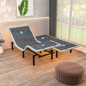 Gray Split - King Adjustable Bed Frame, Massage, Wireless Remote/APP, USB Ports, Under-Bed Light, Head/Foot Incline