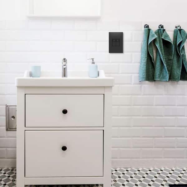 adorne Paddle 15 Amp 277-Volt Single Pole/3-Way Half Size Rocker Light Switch with Microban, Graphite