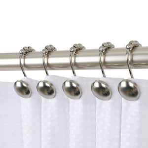Shower Beatrice Curtain Hooks, Shower Curtain Hooks for Bathroom Shower Rods Curtains in Brushed Nickel (Set of 12)