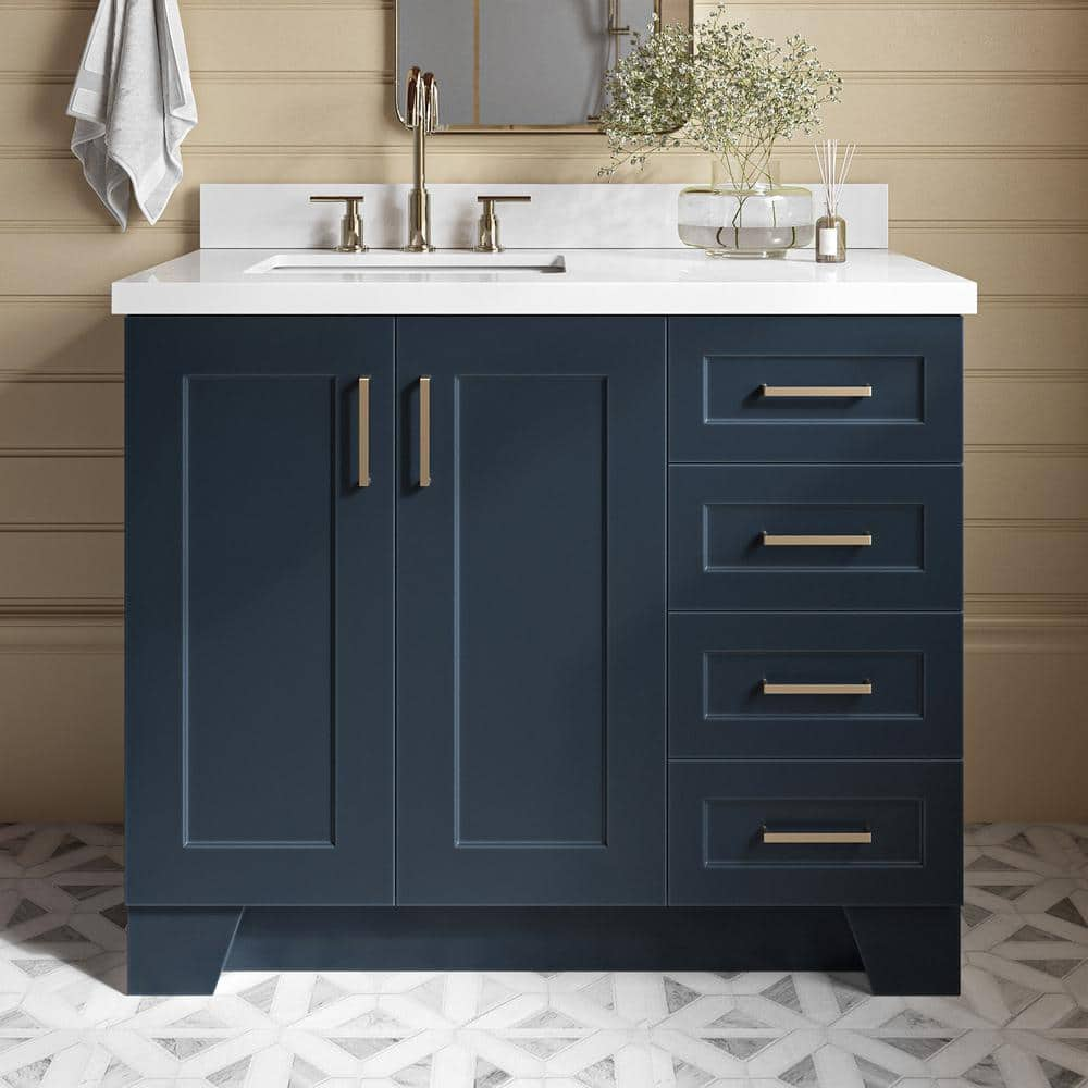 Taylor 43 in. W x 22 in. D x 36 in. H Freestanding Bath Vanity in Midnight Blue with Pure White Quartz Top -  ARIEL, Q043SLWQRVOMNB