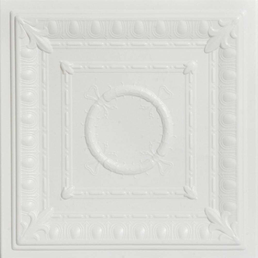 A La Maison Ceilings Romanesque Dove White 1.6 ft. x 1.6 ft. Decorative  Foam Glue Up Ceiling Tile (21.6 sq. ft./Case) R47-8dw - The Home Depot