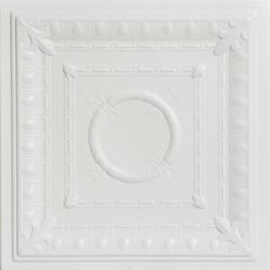 Romanesque Dove White 1.6 ft. x 1.6 ft. Decorative Foam Glue Up Ceiling Tile (21.6 sq. ft./Case)