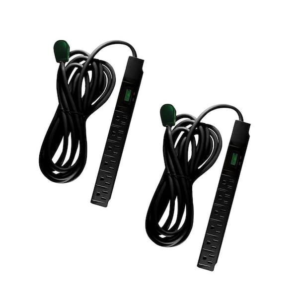 GoGreen Power (G-16315-15BK-2) 15 ft. 14/3 6 Outlet Indoor Surge Protector, Black, 2 PACK