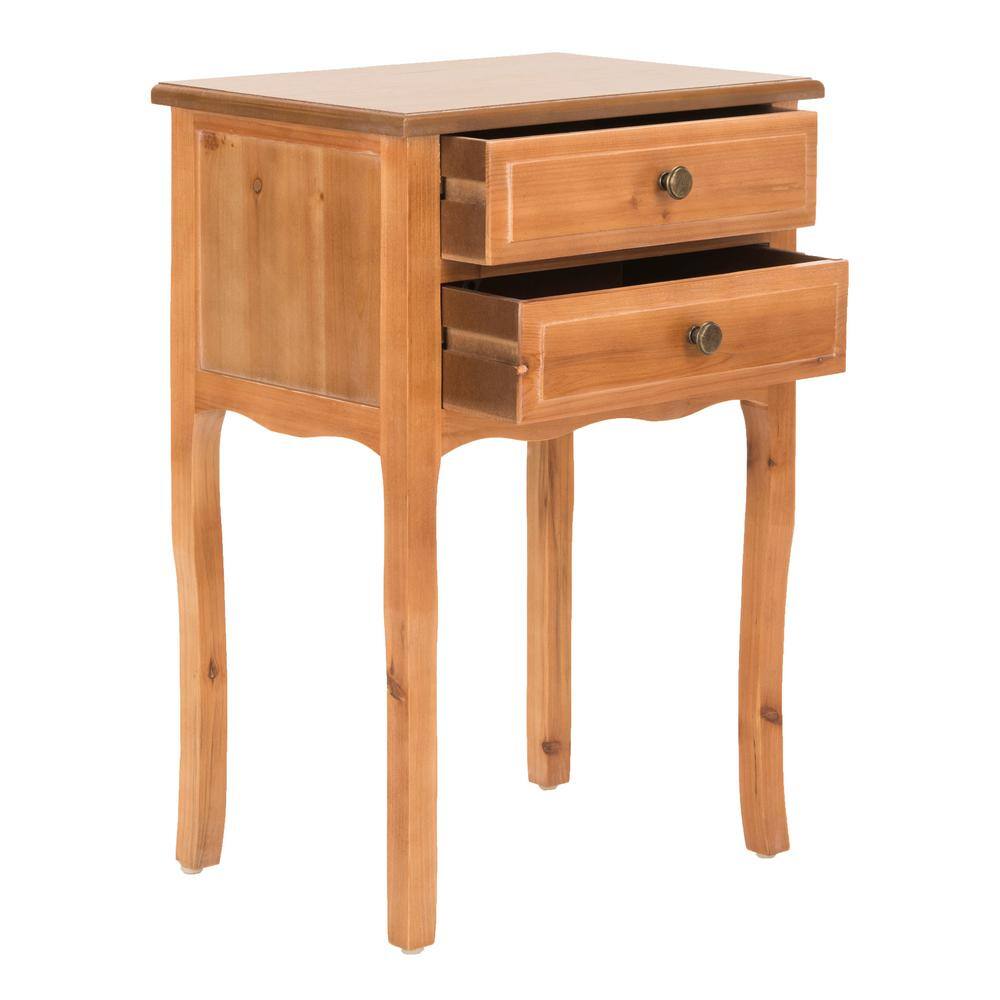 Transitional Black and Brown Wood End Table with Dual Drawers