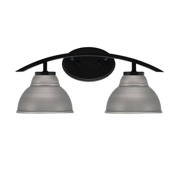 Unbranded Siena 18.25 in. 2-Light Vanity Light Matte Black with Graphite Metal Shades