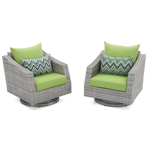 Cannes All-Weather Wicker Motion Patio Lounge Chair with Ginkgo Green Cushions
