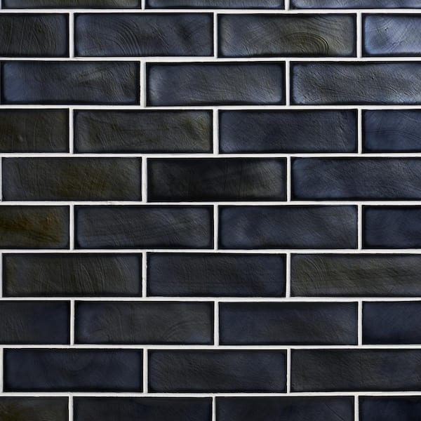 Ivy Hill Tile Glamor Iridescent Night Black 11.81 in. x 11.81 in. Polished Glass Wall Mosaic Tile (0.96 sq. ft./Each)