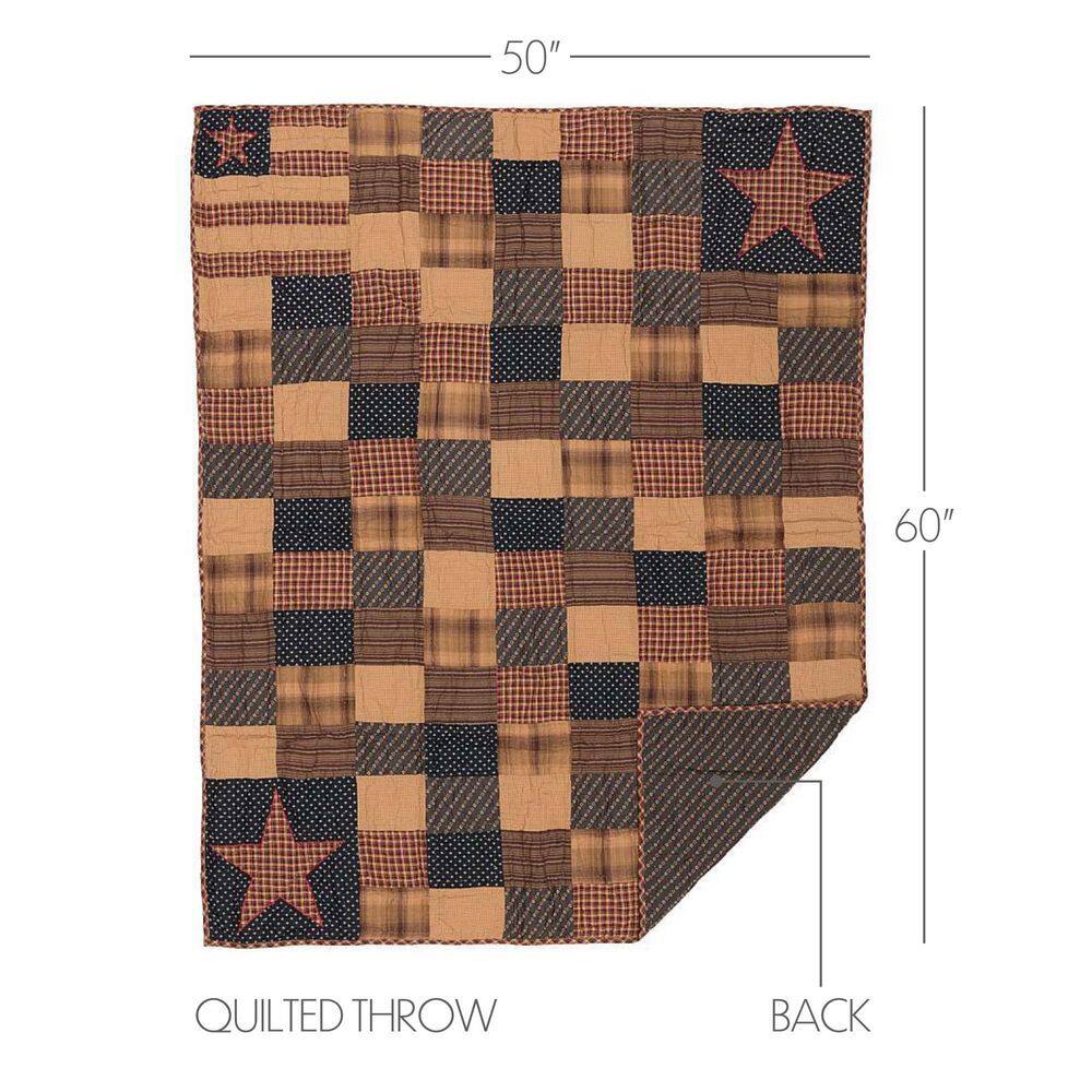 Patriotic Patchwork Cotton Reversible Throw Blanket