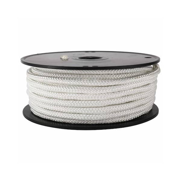 5/16 in. Braided Polyester Wire Center Flagpole Rope White 100 FT for Internal External Halyard Heavy Duty Use