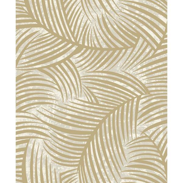 57.5 sq. ft. Toasted Almond Zephyra Palms Unpasted Non-Woven Paper Wallpaper Roll