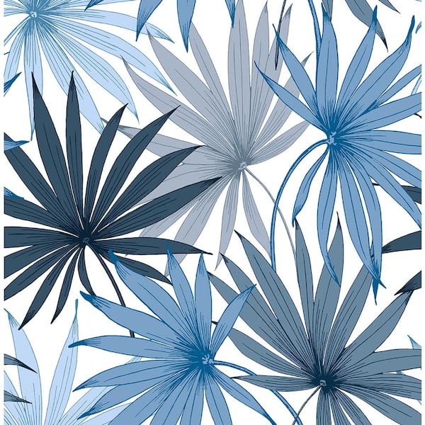 LILLIAN AUGUST 30.75 sq. ft. Luxe Haven Blue Seas Tropic Palm Toss Vinyl Peel and Stick Wallpaper Roll