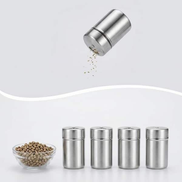 LAIFUCAM 4-Pack Stainless Steel Silver Leak-Proof Mini Salt and