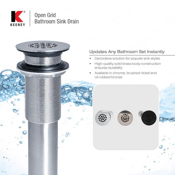 hoop schijf mixer KEENEY 1-1/4 in. Open Grid Bathroom Sink Drain without Overflow, Polished  Chrome K820-74 - The Home Depot