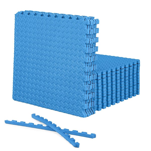 CAP Blue 24" W x 24" L x 0.75" Thick EVA Foam Double-Sided Diamond Pattern Gym Flooring Tiles (18 Tiles/Pack) (72 sq. ft.)