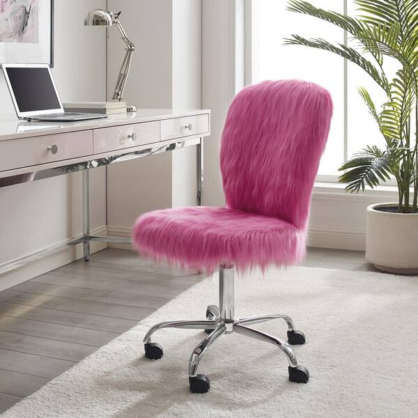 purple fuzzy desk chair