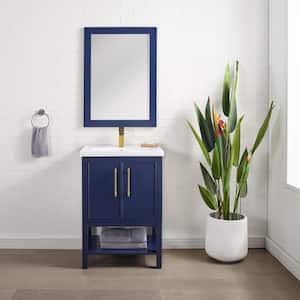 Taylor 24.4 in. W x 18 in. D x 34 in. H Bath Vanity in Navy Blue with Ceramic Vanity Top in White with White Sink