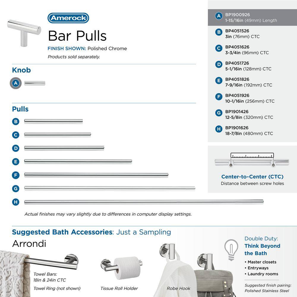 Polished Chrome Modern Bar Pull Knob with Mounting Hardware