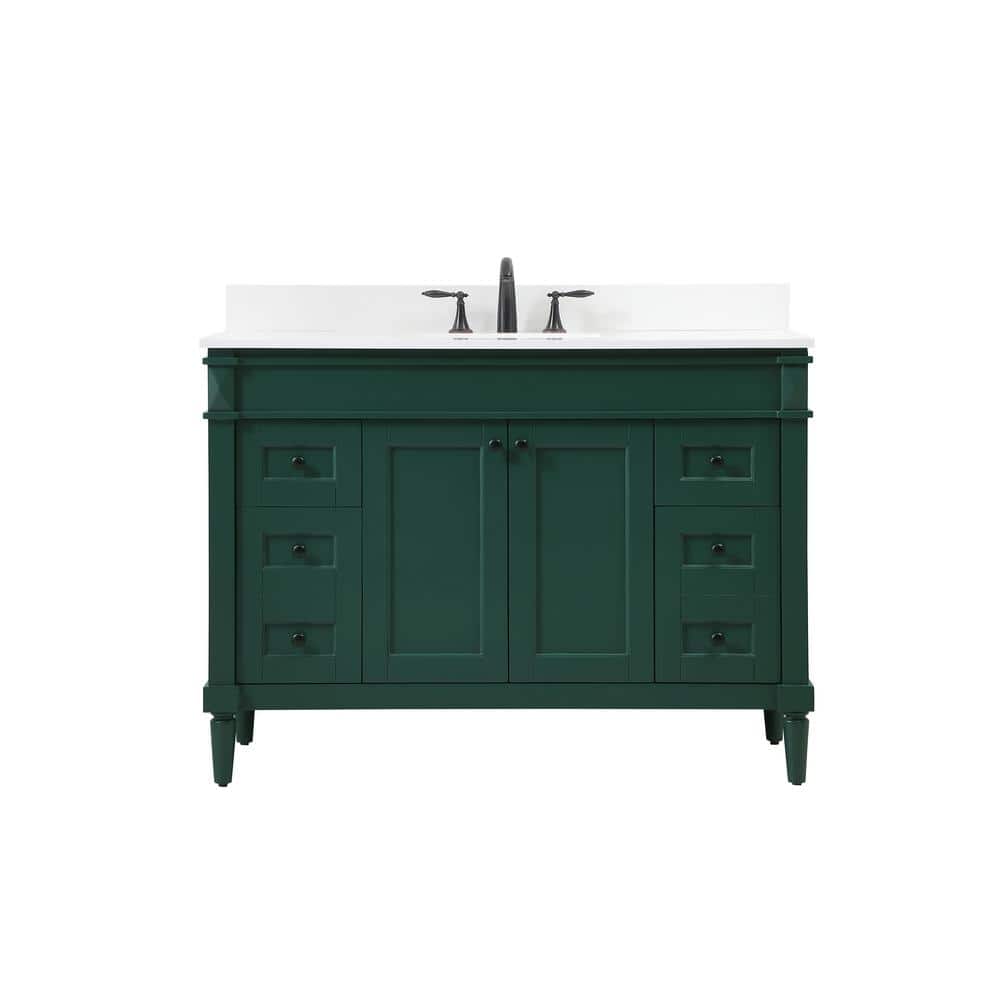 Simply Living 48 in. W x 21 in. D x 35 in. H Bath Vanity in Green with Ivor