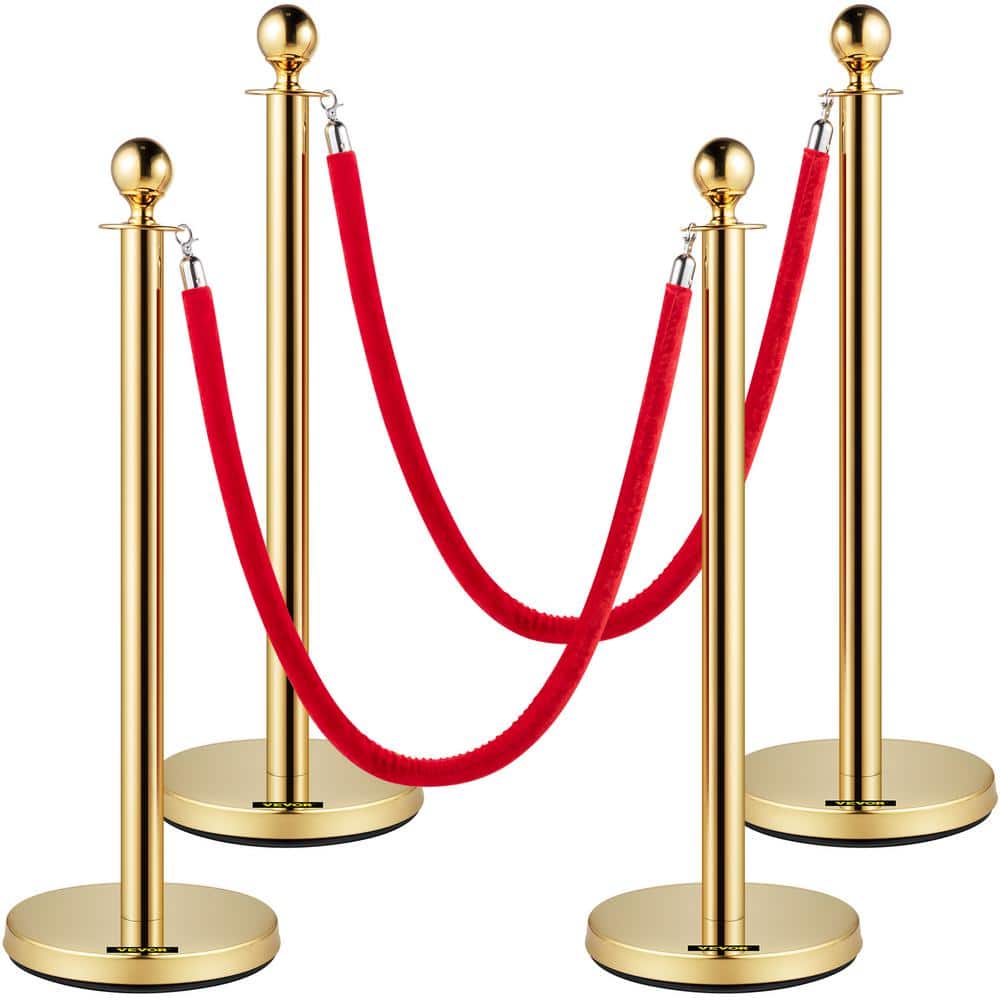 Stanchion Hemp Rope with 2 Ends Hooks, Extra Long 16ft/ 14ft/ 12ft/ 10ft/  8ft/ 6ft/ 4ft/ 2ft Crowd Control Rope White Black Red - for Crowd