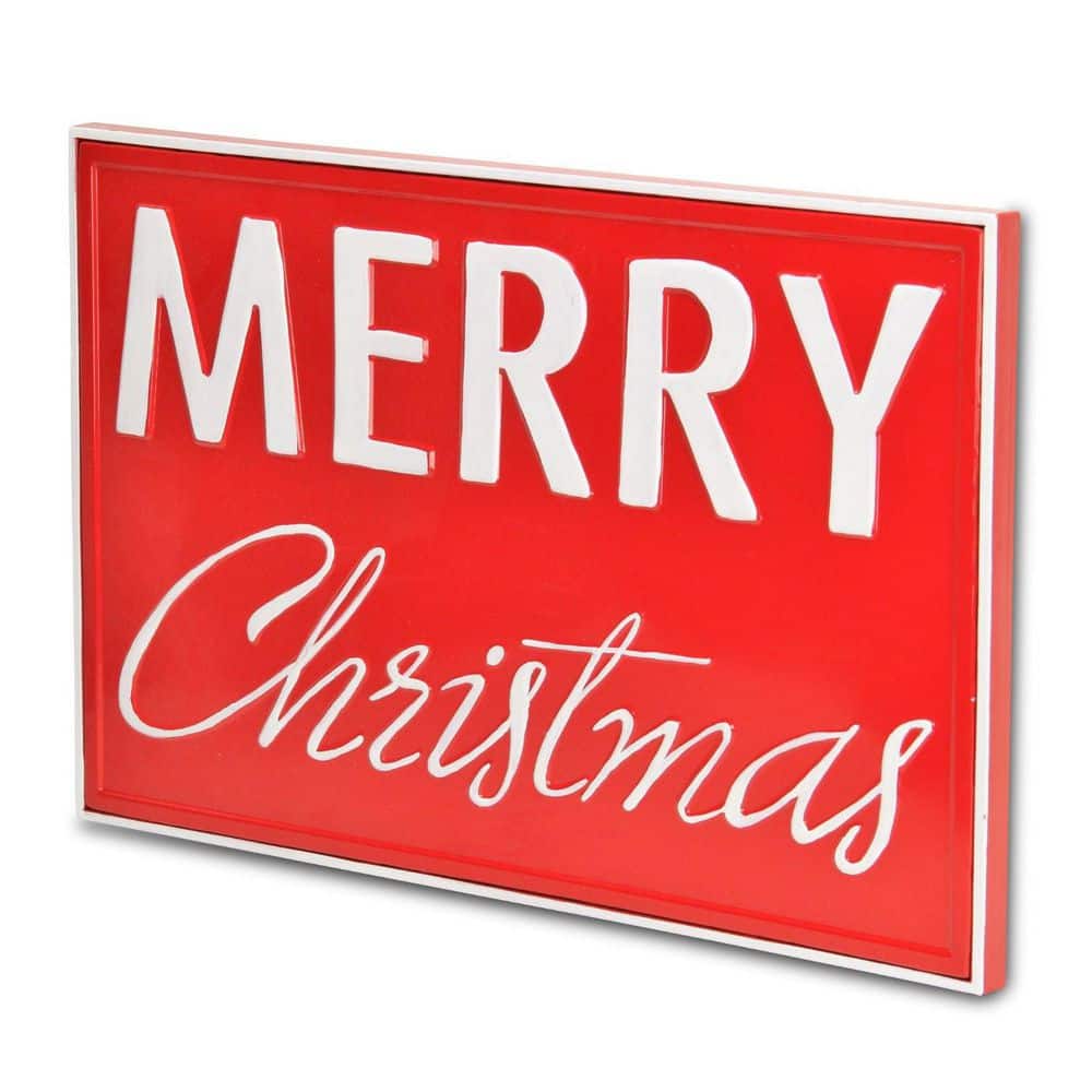 18.5 x 12.25 Red and White Handcrafted Metal Christmas Wall Art