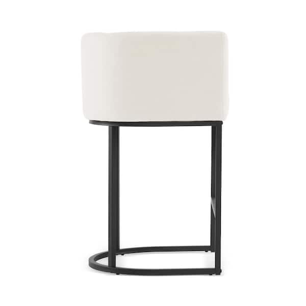 Jessica 26 in.Beige Modern Counter Bar Stool Fabric Upholstered Barrel Counter Stool with Metal Frame Set of 6