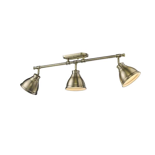 Duncan AB 3-Light Aged Brass Semi-Flush Mount Light