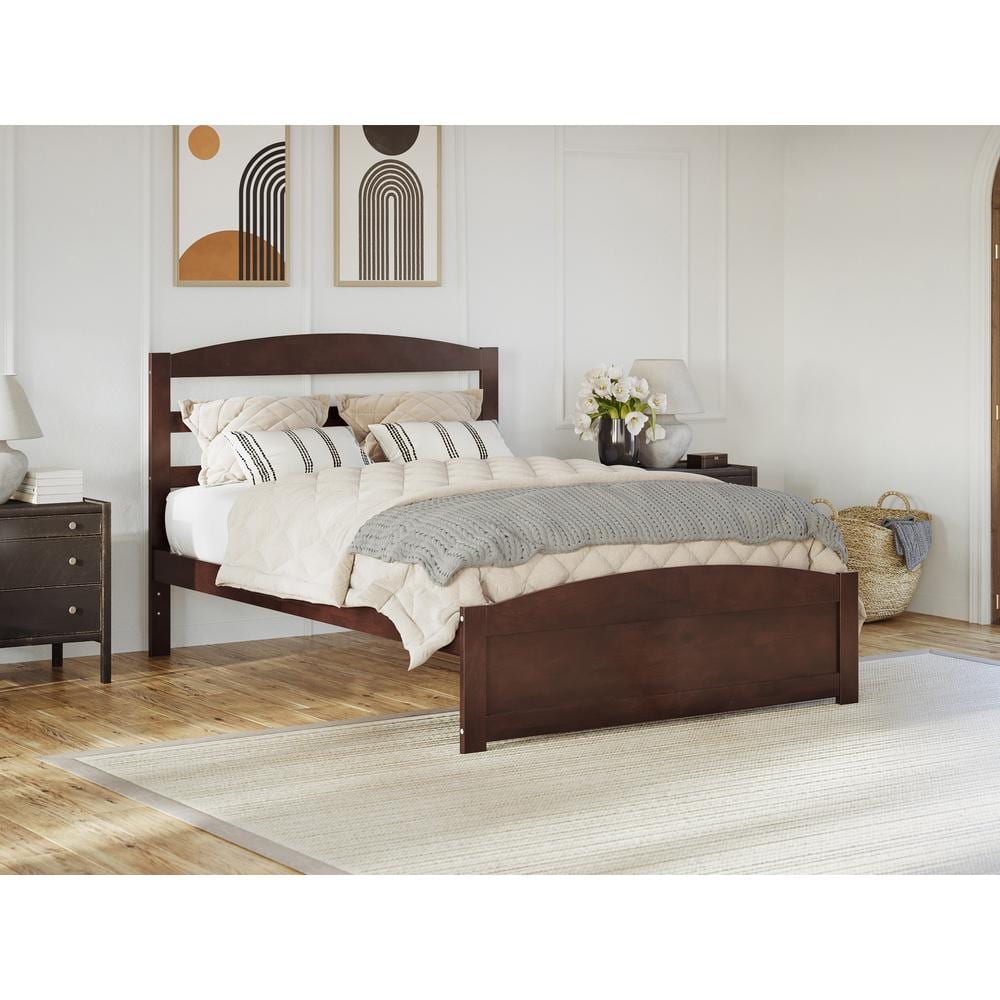 Warren Walnut Queen Platform Bed with Slatted Headboard