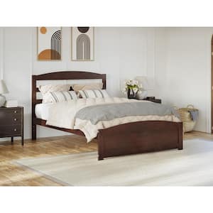 Warren 60-1/4 in. W Walnut Queen Solid Wood Frame with Footboard and Attachable USB Device Charger Platform Bed