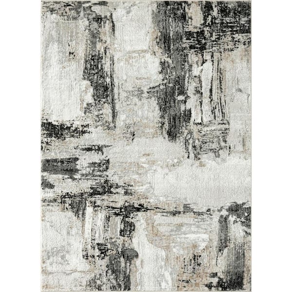 LUXE WEAVERS Camelia Collection Distressed Abstract Gray 5x7   Gray Area Rugs 1660 Gray 5x7 64 600 