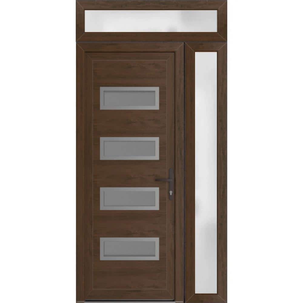 48 in. x 94 in. Left-hand/Inswing Mirrored Glass Walnut Steel Prehung Front Door with Hardware price history on PriceWatchPro