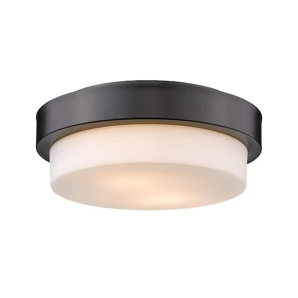 Golden Lighting 11 in. 2-Light Black Flush Mount