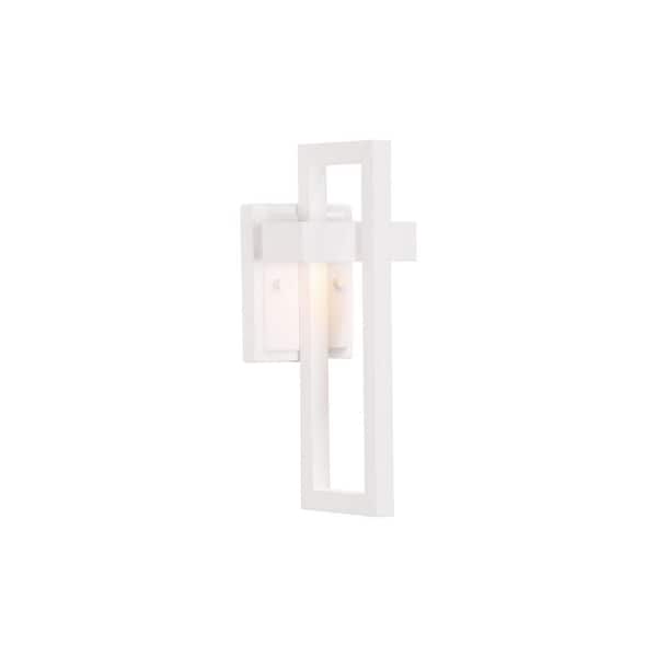 Pia Ricco 13.78 in. 1-Light White Wheather Resistant Exterior Wall